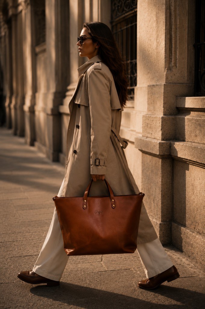 Bolso Dama en cuero cognac